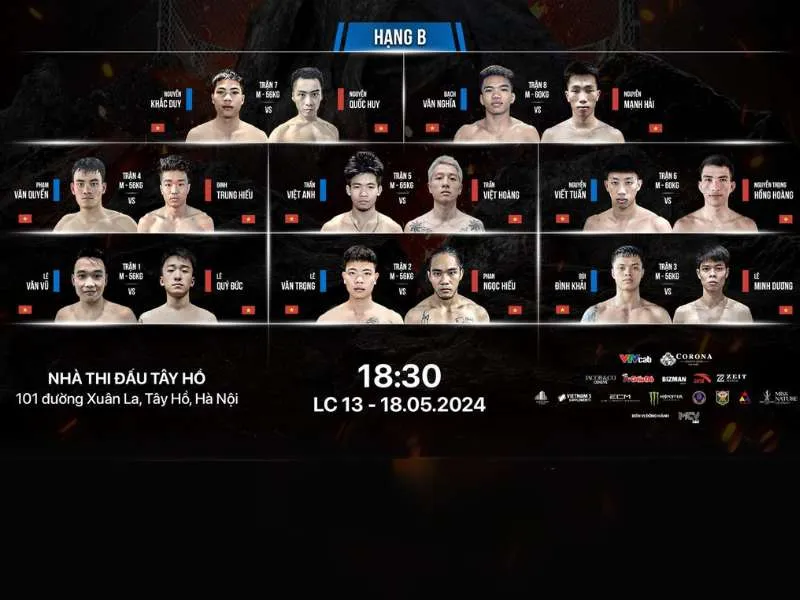 9 cặp đấu hạng B của LION Championship 13