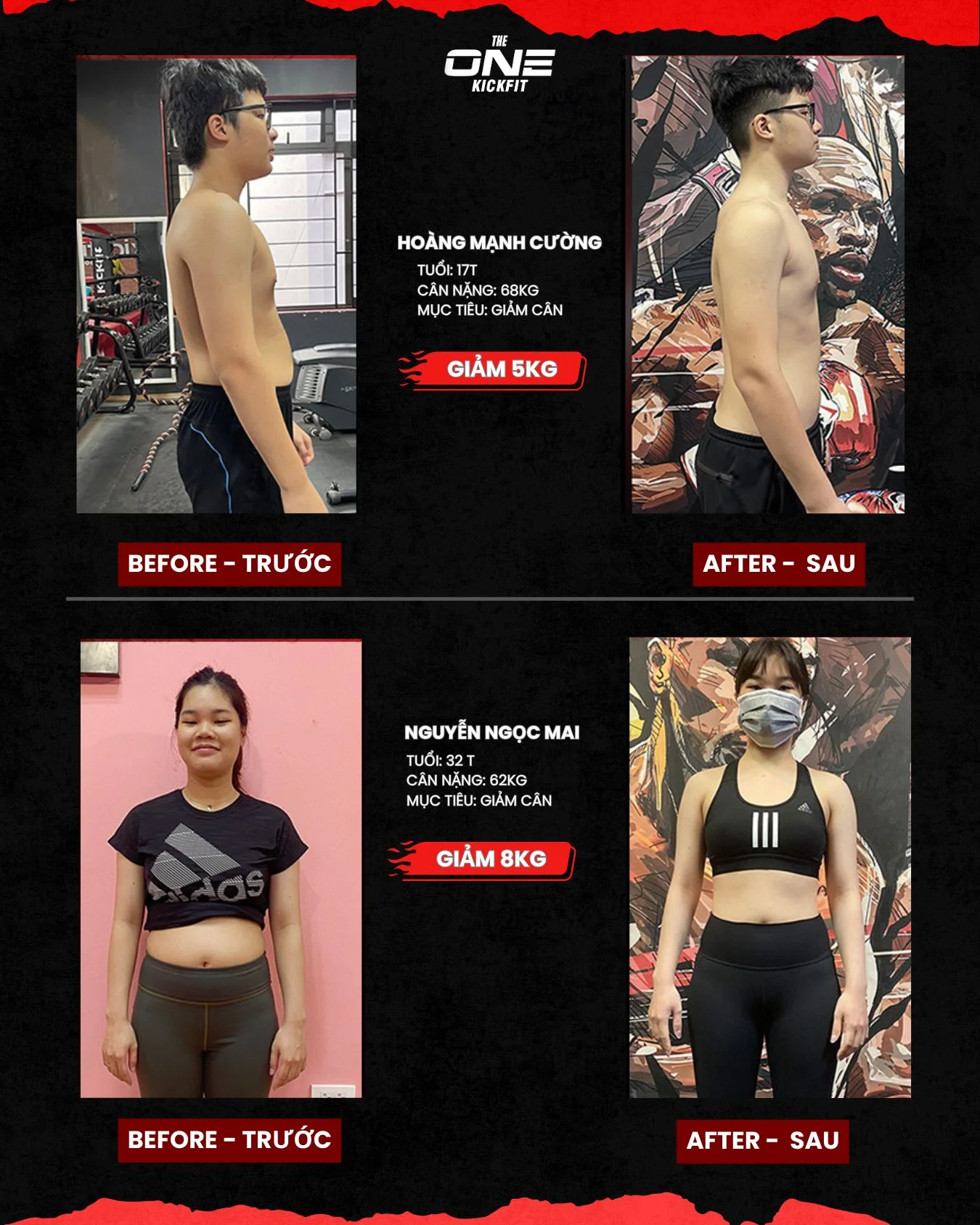 before after tại The One Kickfit học viên 10