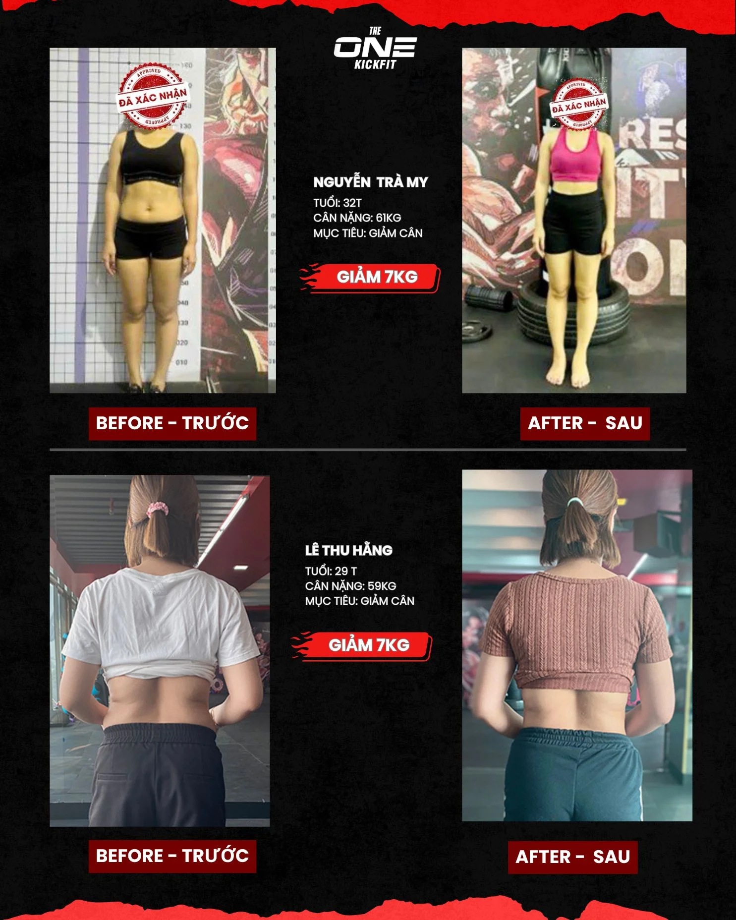 before after tại The One Kickfit học viên 2