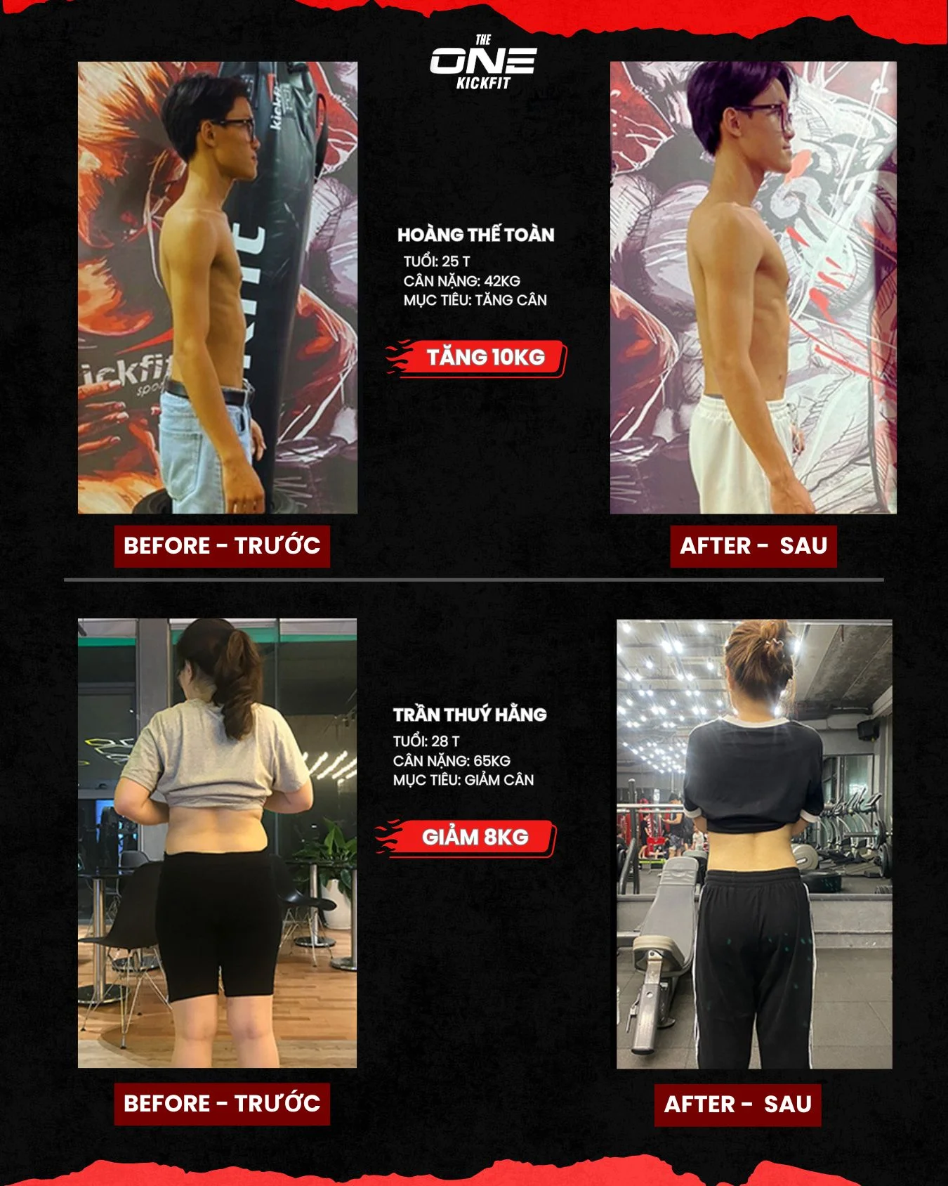 before after tại The One Kickfit học viên 4