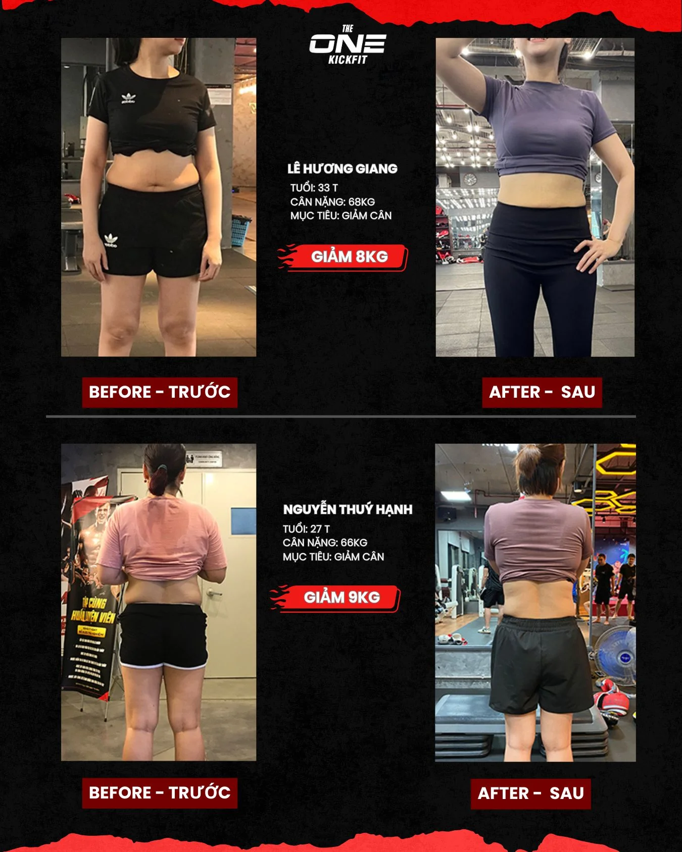 before after tại The One Kickfit học viên 5