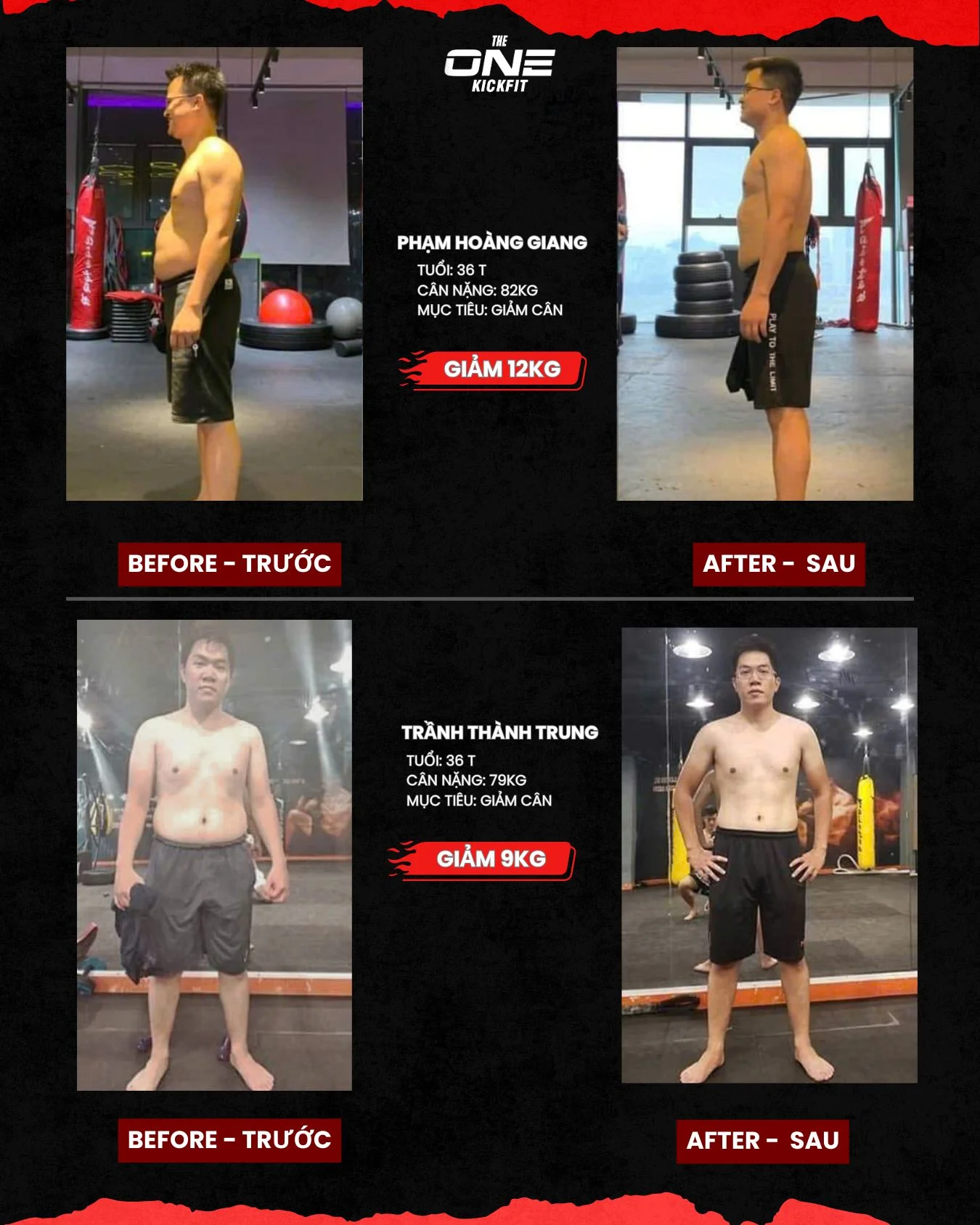 before after tại The One Kickfit học viên 7