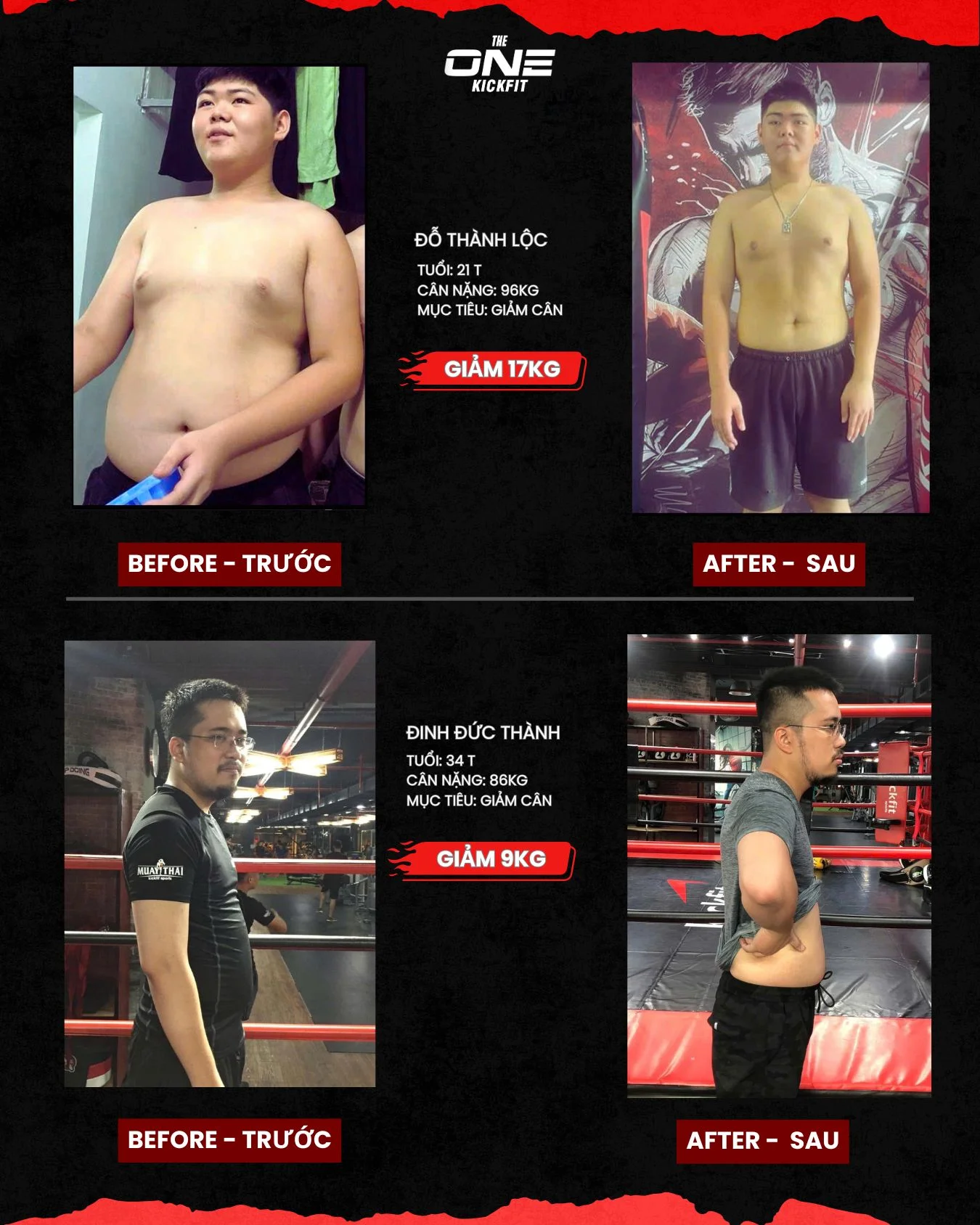 before after tại The One Kickfit học viên 8