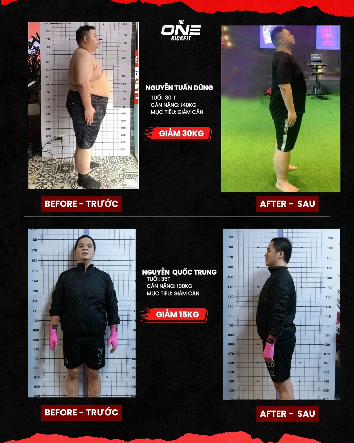 before after tại The One Kickfit học viên